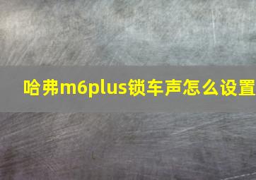 哈弗m6plus锁车声怎么设置