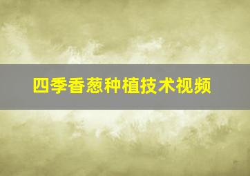 四季香葱种植技术视频