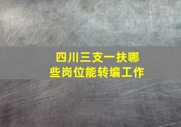 四川三支一扶哪些岗位能转编工作