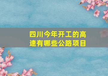 四川今年开工的高速有哪些公路项目