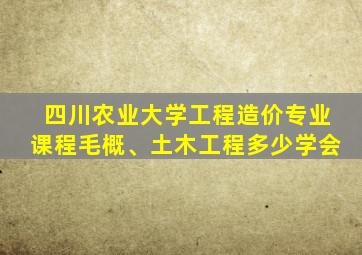 四川农业大学工程造价专业课程毛概、土木工程多少学会