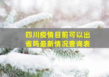 四川疫情目前可以出省吗最新情况查询表