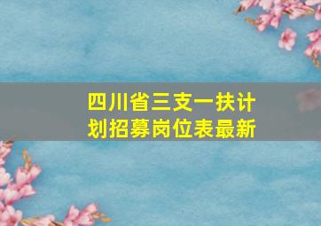 四川省三支一扶计划招募岗位表最新