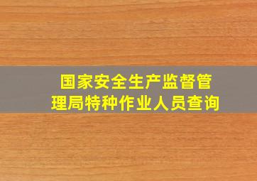 国家安全生产监督管理局特种作业人员查询