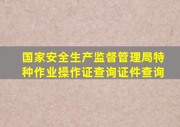 国家安全生产监督管理局特种作业操作证查询证件查询