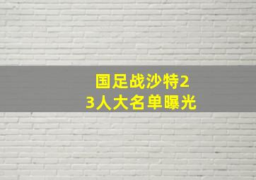 国足战沙特23人大名单曝光