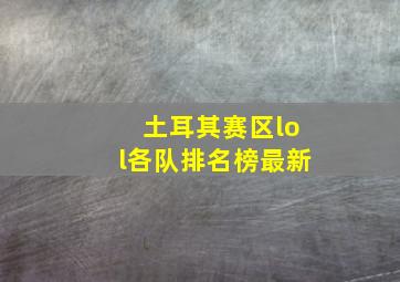 土耳其赛区lol各队排名榜最新