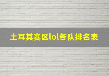 土耳其赛区lol各队排名表