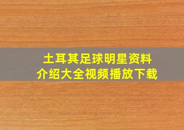 土耳其足球明星资料介绍大全视频播放下载