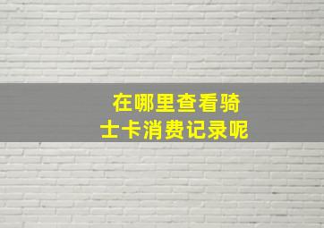 在哪里查看骑士卡消费记录呢