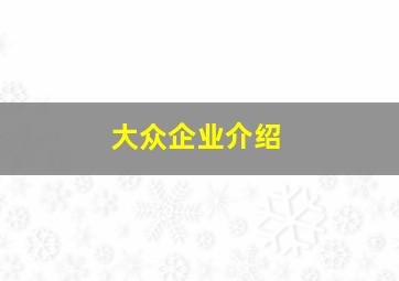 大众企业介绍