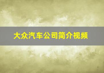 大众汽车公司简介视频