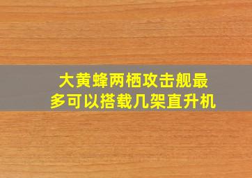 大黄蜂两栖攻击舰最多可以搭载几架直升机