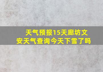 天气预报15天廊坊文安天气查询今天下雪了吗