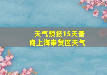 天气预报15天查询上海奉贤区天气