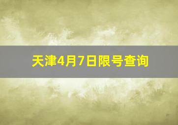 天津4月7日限号查询