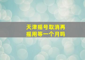 天津摇号取消再摇用等一个月吗