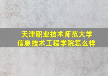 天津职业技术师范大学信息技术工程学院怎么样