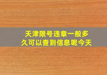 天津限号违章一般多久可以查到信息呢今天