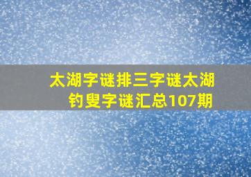 太湖字谜排三字谜太湖钓叟字谜汇总107期