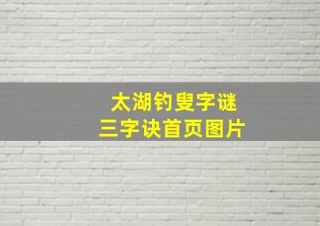 太湖钓叟字谜三字诀首页图片