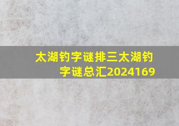 太湖钓字谜排三太湖钓字谜总汇2024169