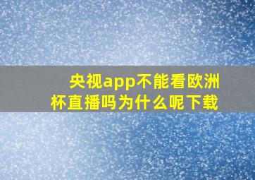 央视app不能看欧洲杯直播吗为什么呢下载