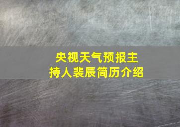 央视天气预报主持人裴辰简历介绍