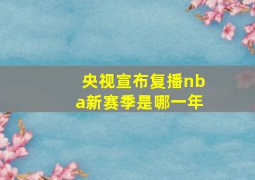 央视宣布复播nba新赛季是哪一年