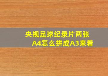 央视足球纪录片两张A4怎么拼成A3来着