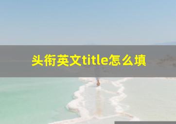 头衔英文title怎么填