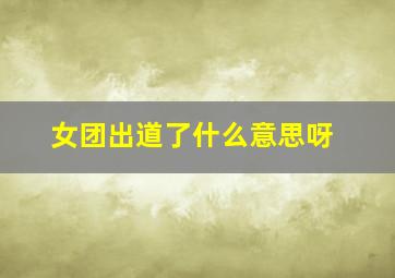 女团出道了什么意思呀