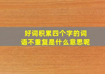 好词积累四个字的词语不重复是什么意思呢