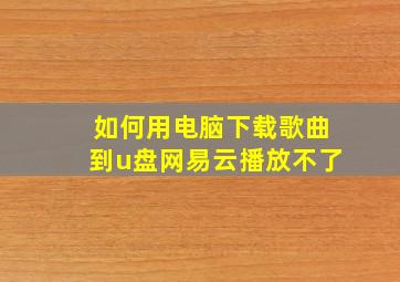 如何用电脑下载歌曲到u盘网易云播放不了