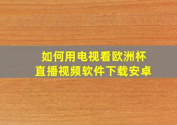 如何用电视看欧洲杯直播视频软件下载安卓