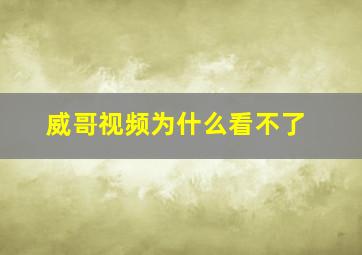 威哥视频为什么看不了