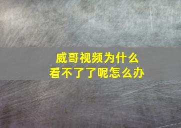 威哥视频为什么看不了了呢怎么办