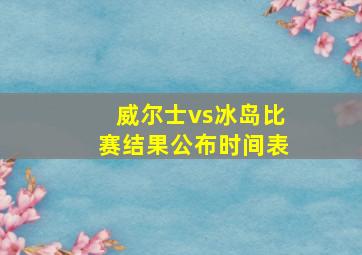 威尔士vs冰岛比赛结果公布时间表