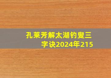 孔莱芳解太湖钓叟三字诀2024年215