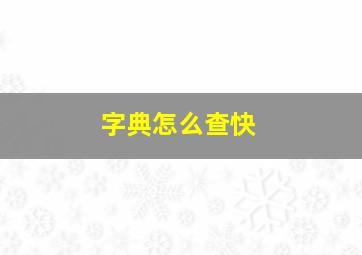 字典怎么查快