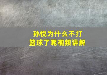 孙悦为什么不打篮球了呢视频讲解