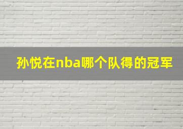 孙悦在nba哪个队得的冠军