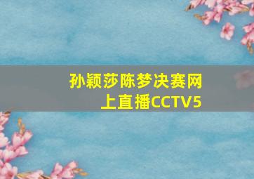 孙颖莎陈梦决赛网上直播CCTV5