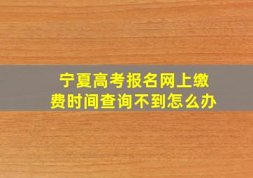 宁夏高考报名网上缴费时间查询不到怎么办