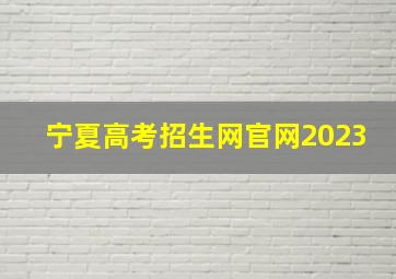 宁夏高考招生网官网2023