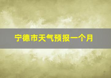 宁德市天气预报一个月