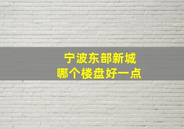 宁波东部新城哪个楼盘好一点