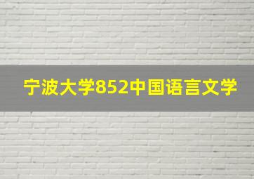 宁波大学852中国语言文学