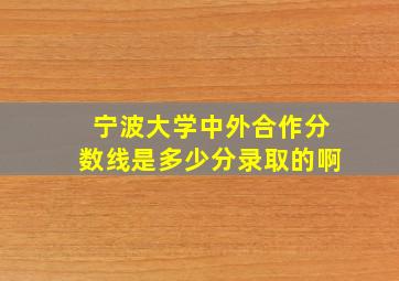 宁波大学中外合作分数线是多少分录取的啊