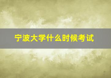 宁波大学什么时候考试